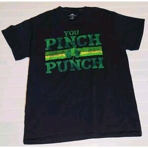Celebrate St. Patrick's Day T-Shirt You Pinch‎ I Punch Size Md 38/40 Black Green